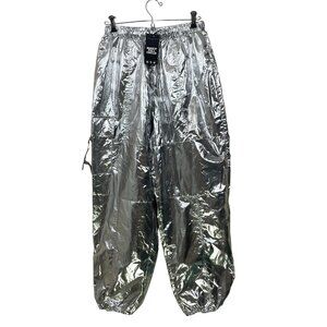 NWT Jolie & Joy  by FCT with Love Womens Size M Silver Metallic Parachute Pants